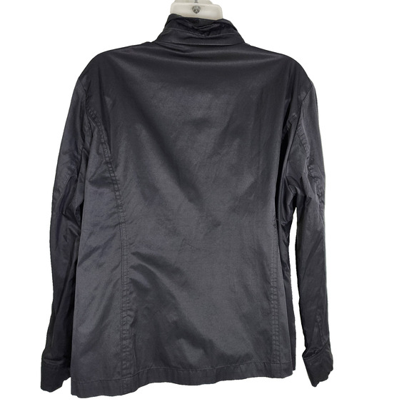 Chico's Womens Windbreaker Jacket Zip Snap Closure Lightweight Silver Hardware L - Picture 2 of 9